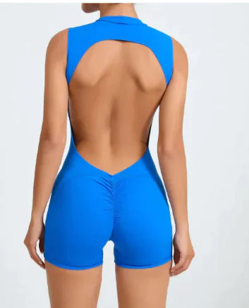 Backless Yoga Jumpsuit with Cutout Design (One Piece)