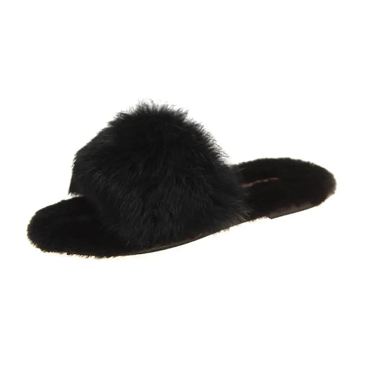 Candy Color Plush Slippers for Fashionable Outer Wear